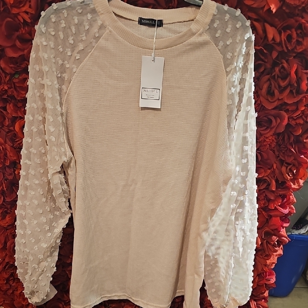 NWT Cream Textured Women's Top Size XXL